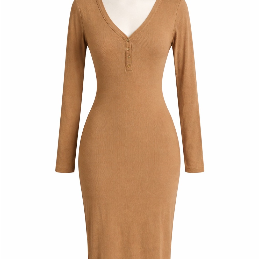 Old Navy Tan Long Sleeve Dress